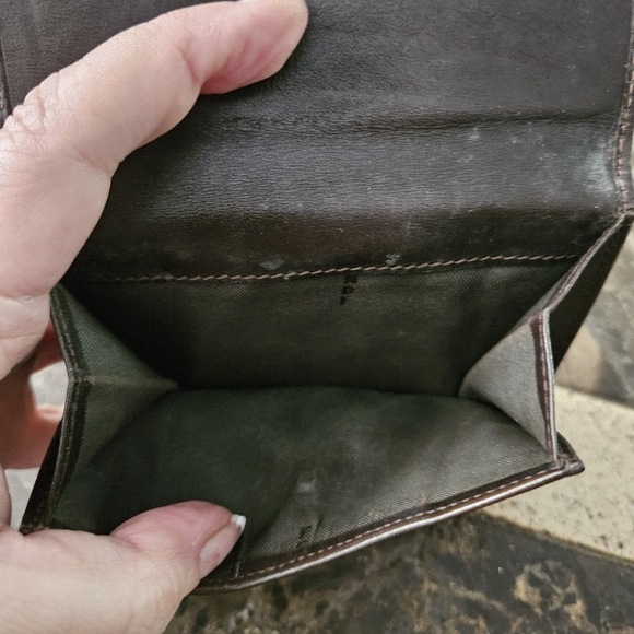 FENDI Zucca Brown Canvas Leather Bifold Small Wallet Metal Plate Logo - Picture 4 of 7